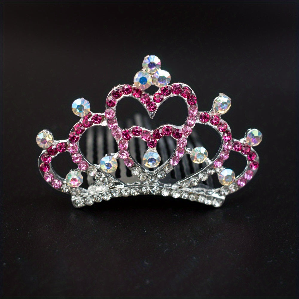 Rhinestone Crown Comb Tiara Hair Comb for Baby Girls