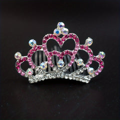 Rhinestone Crown Comb Tiara Hair Comb for Baby Girls