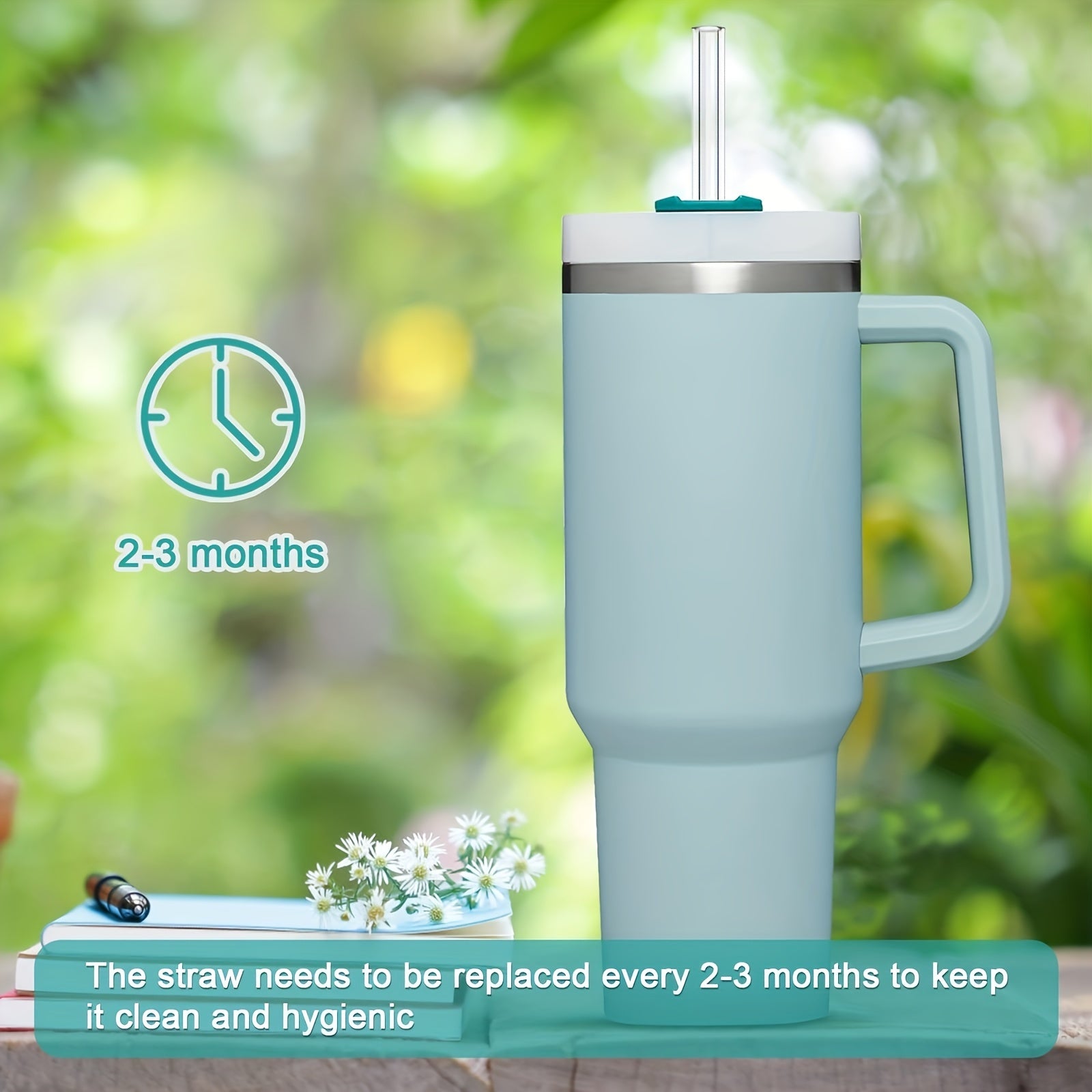 Clear Reusable Straws with Cleaning Brush - Tumbler Replacement Straw