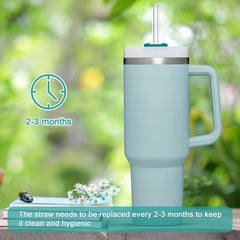 Clear Reusable Straws with Cleaning Brush - Tumbler Replacement Straw