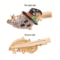 Halloween Pumpkin Ghost Hair Clips Rhinestone Hair Clips For Girls
