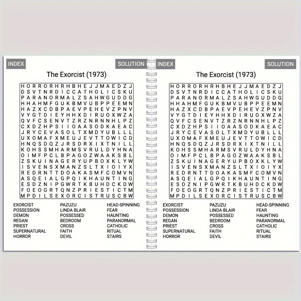 Horror Movies Word Puzzles Educational Activity Notebook
