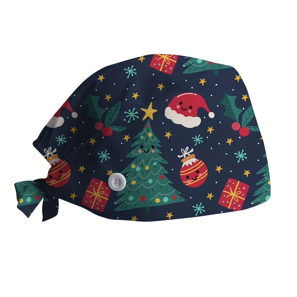 Cartoon Print Working Hat Casual Elastic Nurse Hat Women Scrub Cap