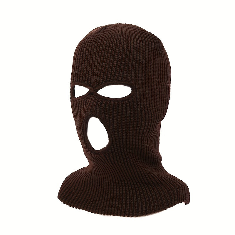 Winter Three hole Ski Mask Knitted Hat Solid Acrylic Three hole Knitted Hat