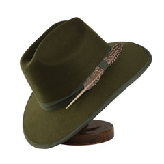 Feather Army Green Hat Western Cowboy Hat Sun Hat Men's And Women's Hats