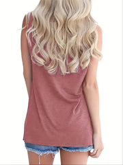 Castle & Letter Print Tank Top Women's Clothing