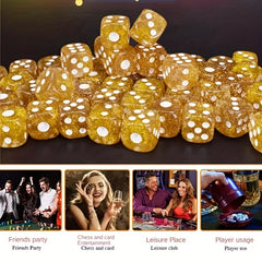 10pcs Golden Scallion Dice with Glittering Dots, Creative 16mm Dices for Bar KTV