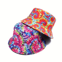 Men's Tie Dye Sunshade Hat Bucket Hat Summer Beach Packable Hat