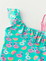 Girl's Flamingo Tankini Swimwear for Beach Vacation