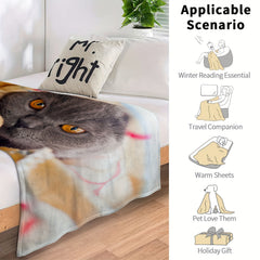Cat Pattern Fluffy Flannel Blanket Soft and Lightweight Plush Blanket