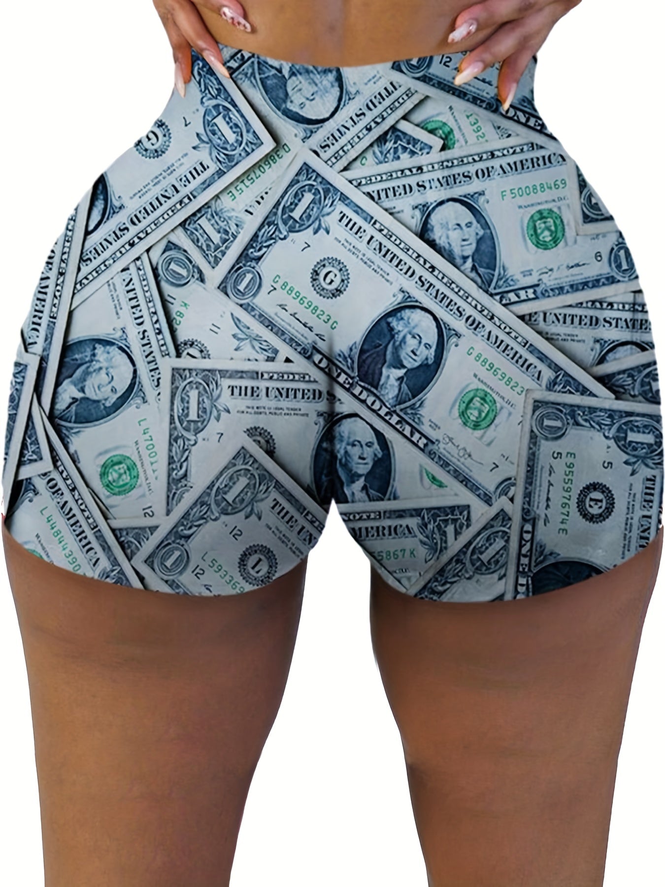 Dollar Print Skinny Shorts Yoga Casual Summer Shorts