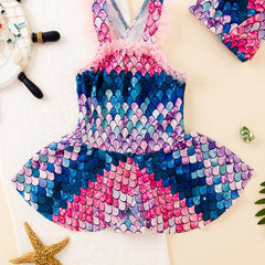 Girls Mermaid Swimsuit Quick Dry Suspender Bathing Suits