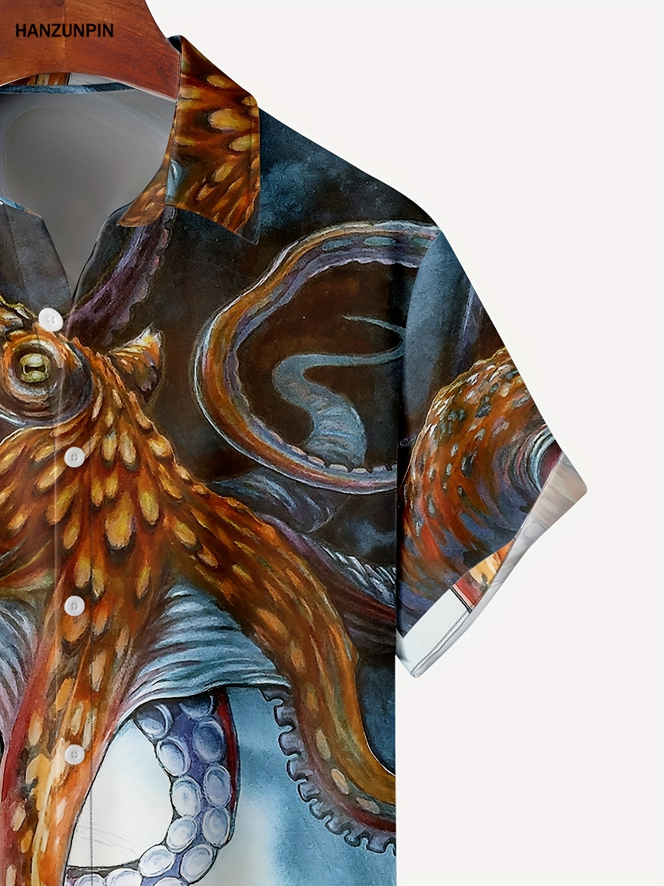Octopus Print Men's Casual Short Sleeve Shirt for Summer Vacation