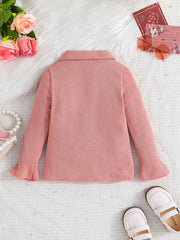 Girls Flared Sleeve Collared Shirt for Spring and Autumn
