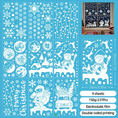 9pcs Christmas Window Snowflake Clings Stickers - Glass Win