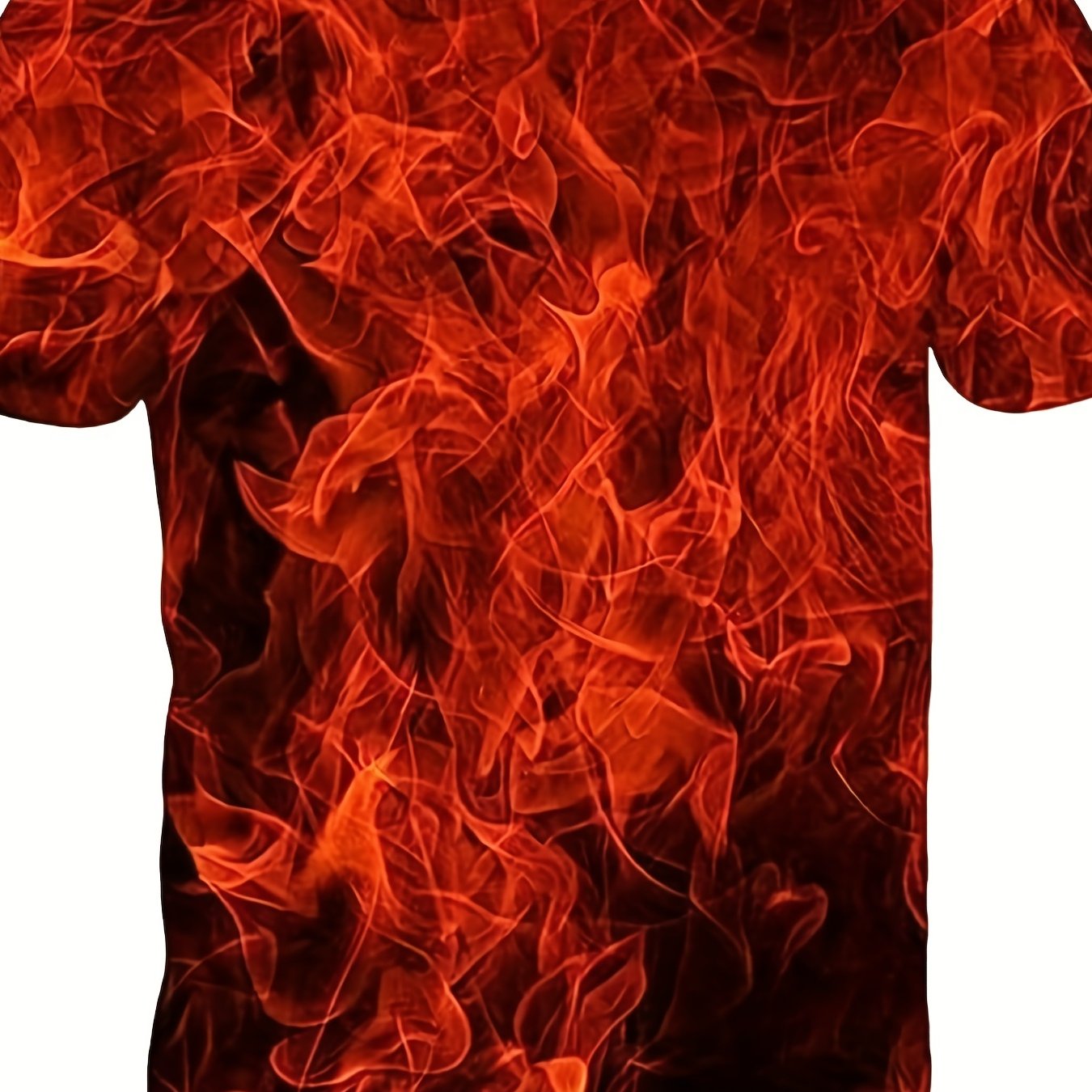 Men's Lightning & Flame Graphic T-shirt Active Stretch 3D Print Tee