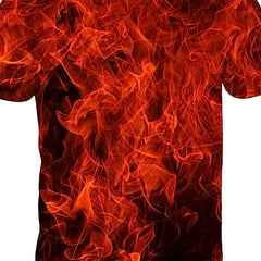 Men's Lightning & Flame Graphic T-shirt Active Stretch 3D Print Tee
