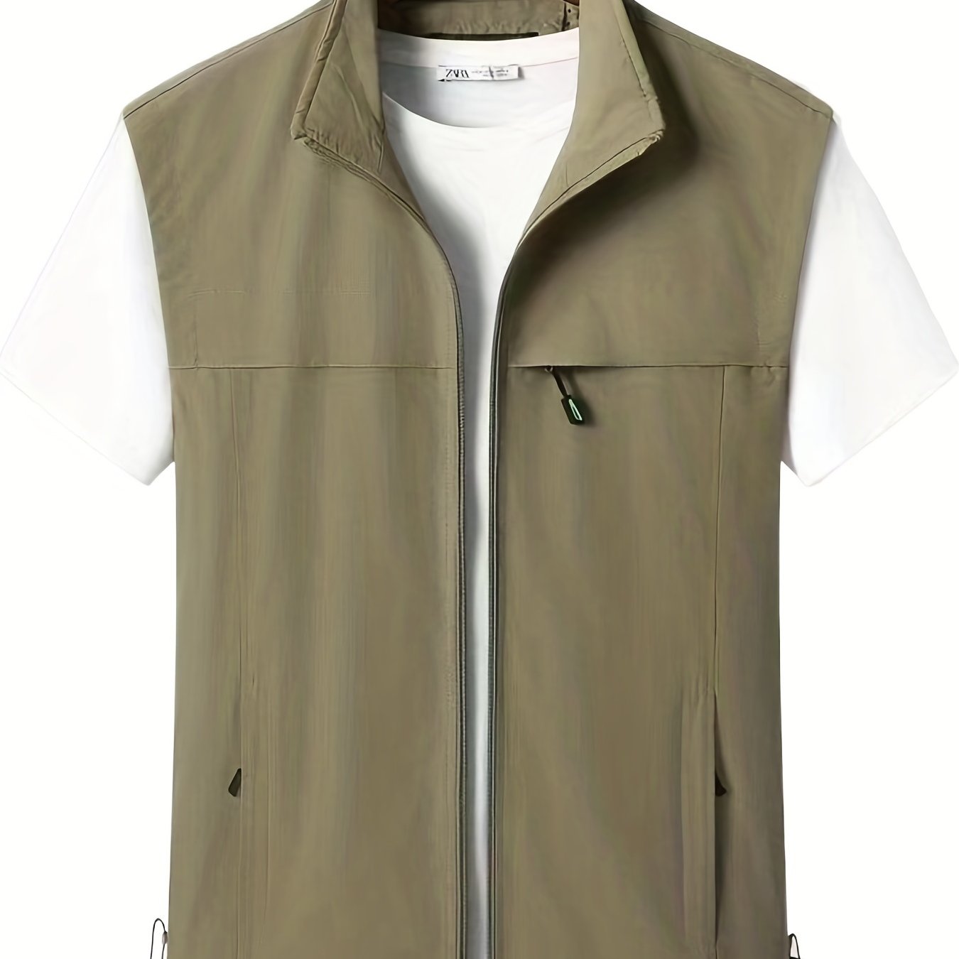 Cargo Vest Men's Stand Collar Zip Up for Spring Summer