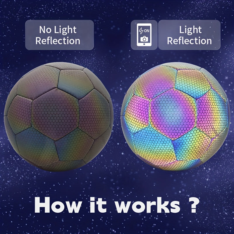 Reflective Soccer Ball Size 5 Durable Football for Indoor & Outdoor Training
