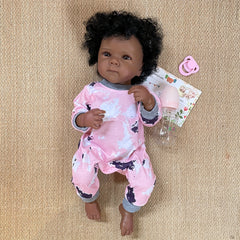 Dark Skin Bettie Vinyl Baby Girl Doll with Rooted Hair Brown Eyes