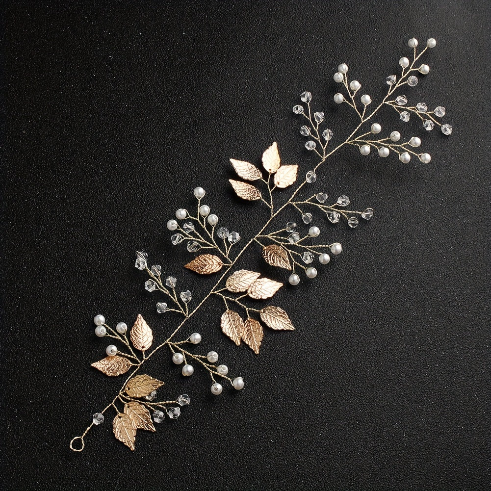 Faux Pearl Hairband Crystal Leaves Headband Bridal Bundle