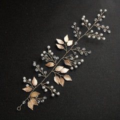 Faux Pearl Hairband Crystal Leaves Headband Bridal Bundle