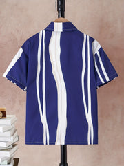 Boys Casual Block Print Button Down Short Sleeve Shorts Comfy