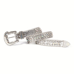 Kids Rhinestone Western Leather Belt for Boys Girls