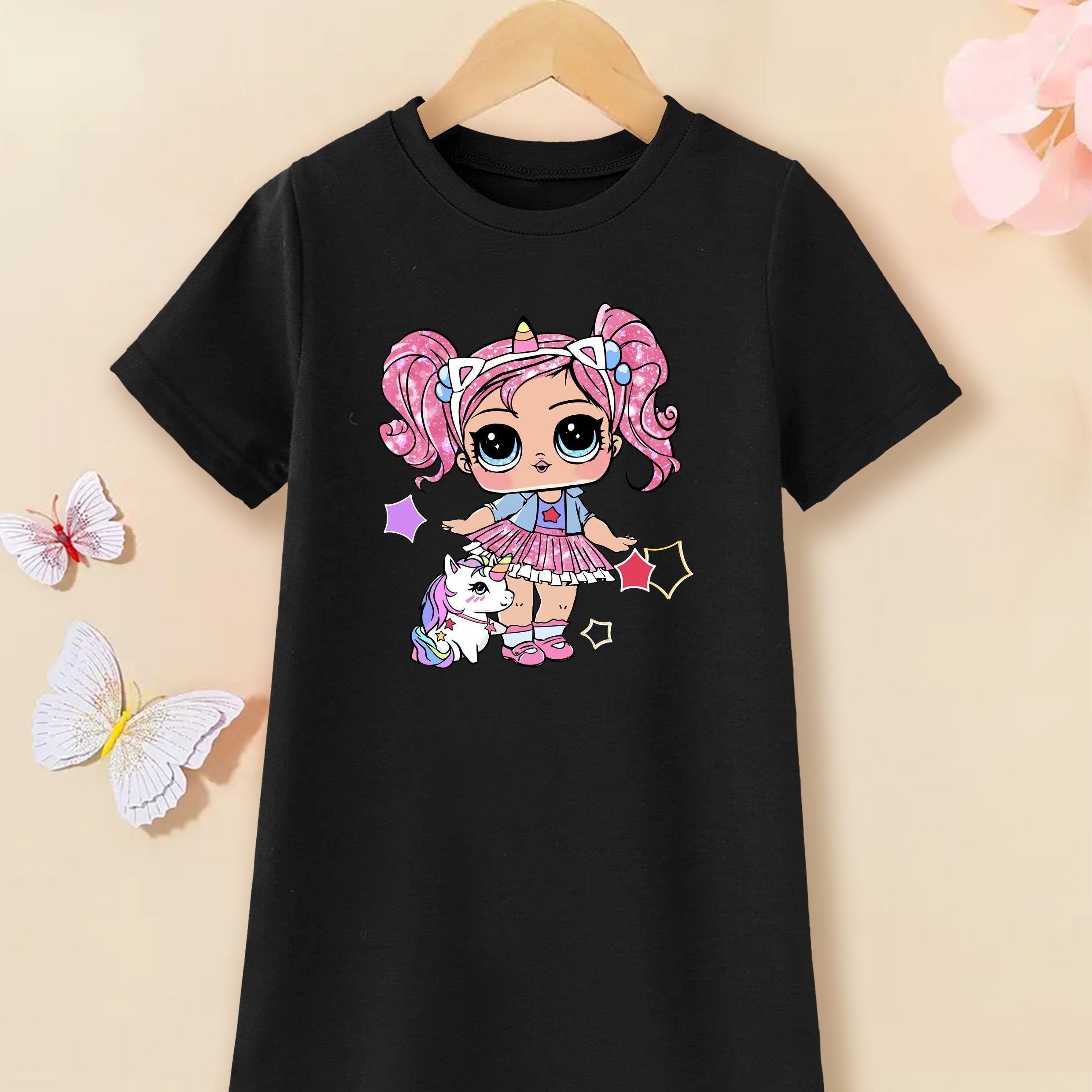 Toddler Girl Unicorn Graphic T-shirt Dress for Party Kids Summer Clothes