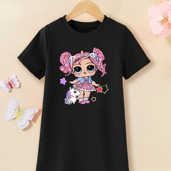 Toddler Girl Unicorn Graphic T-shirt Dress for Party Kids Summer Clothes