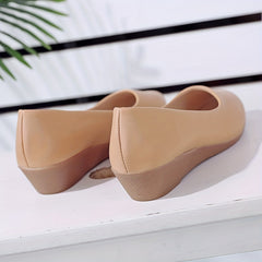 Women's Pointed Toe Wedge Slip On Shoes Soft Sole Faux Leather Walking Shoes