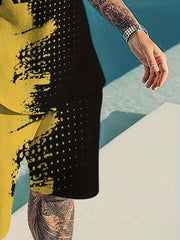Men's King & Block Graphic T-shirt & Breathable Shorts for Outdoor