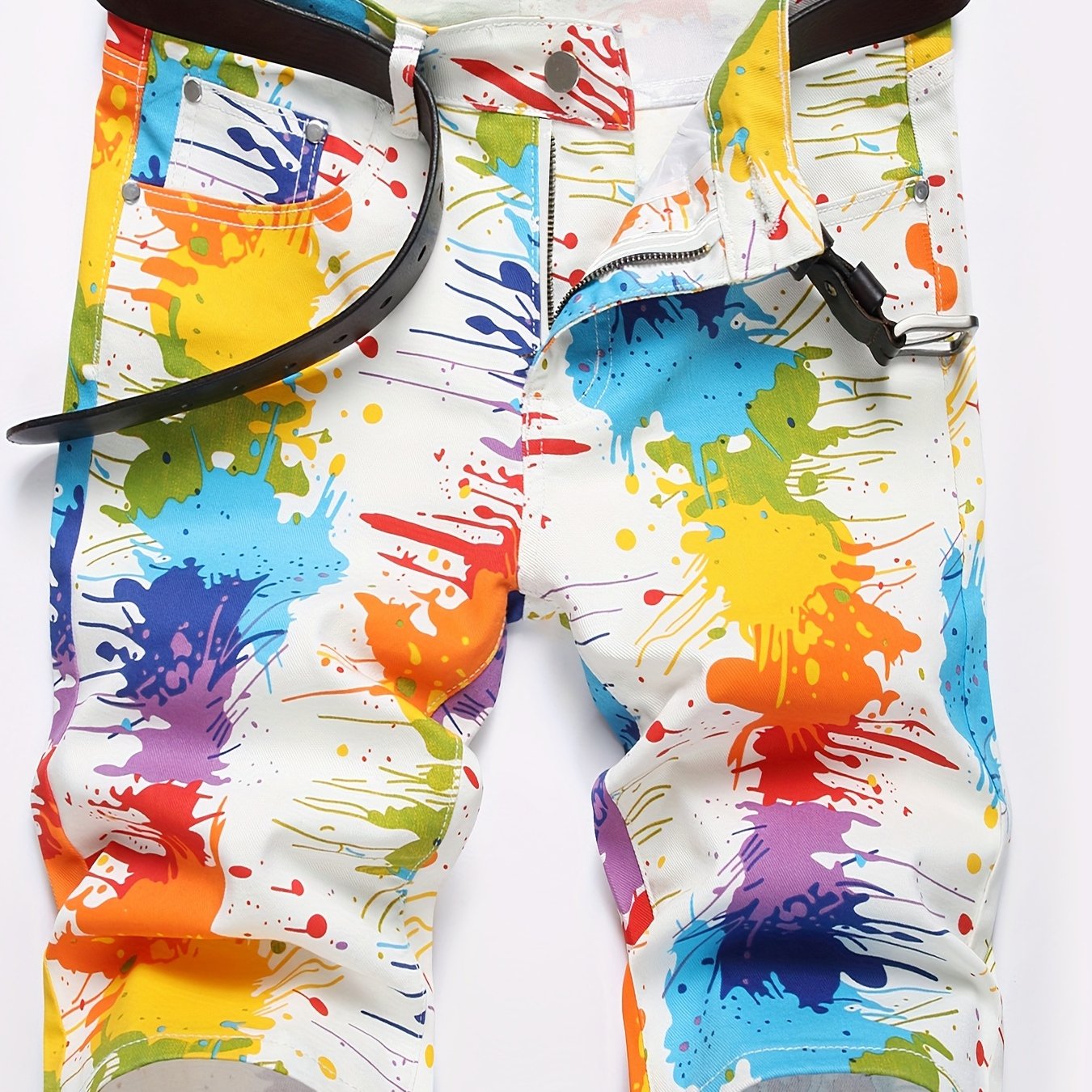 Men's Slim Fit Colorful Printed Jeans