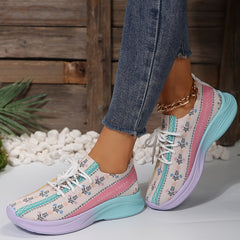 Casual Floral Print Running Shoes Breathable Lightweight Sport Sneakers