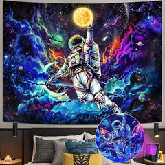 Blacklight Astronaut Space Tapestry UV Reactive Glow Dark Tapestries