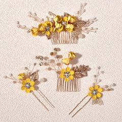Faux Pearl Hair Comb Floral U-shaped Hairpin Hair Accessories Women
