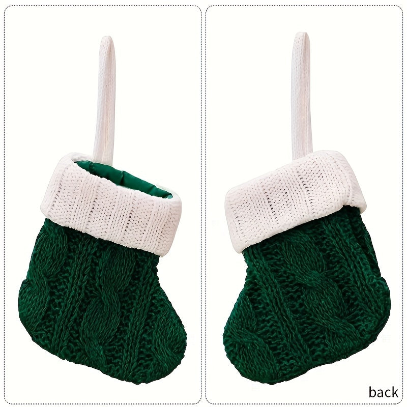 5pcs Mini Christmas Stockings Knitted Xmas Classic Stockings for Party Favors