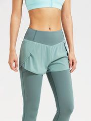 2 In 1 Sports Running Yoga Leggings Butt Lifting Slim Fitness Pants