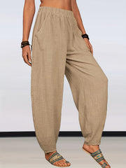 Solid Wide Leg Pants High Waist Casual Pants Women's Clothing