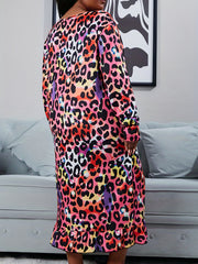 Plus Size Leopard Print Ruffle Maxi Nightdress