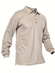 Sun Block Golf Polo Shirts Men's Casual V Neck Pullover Long Sleeves