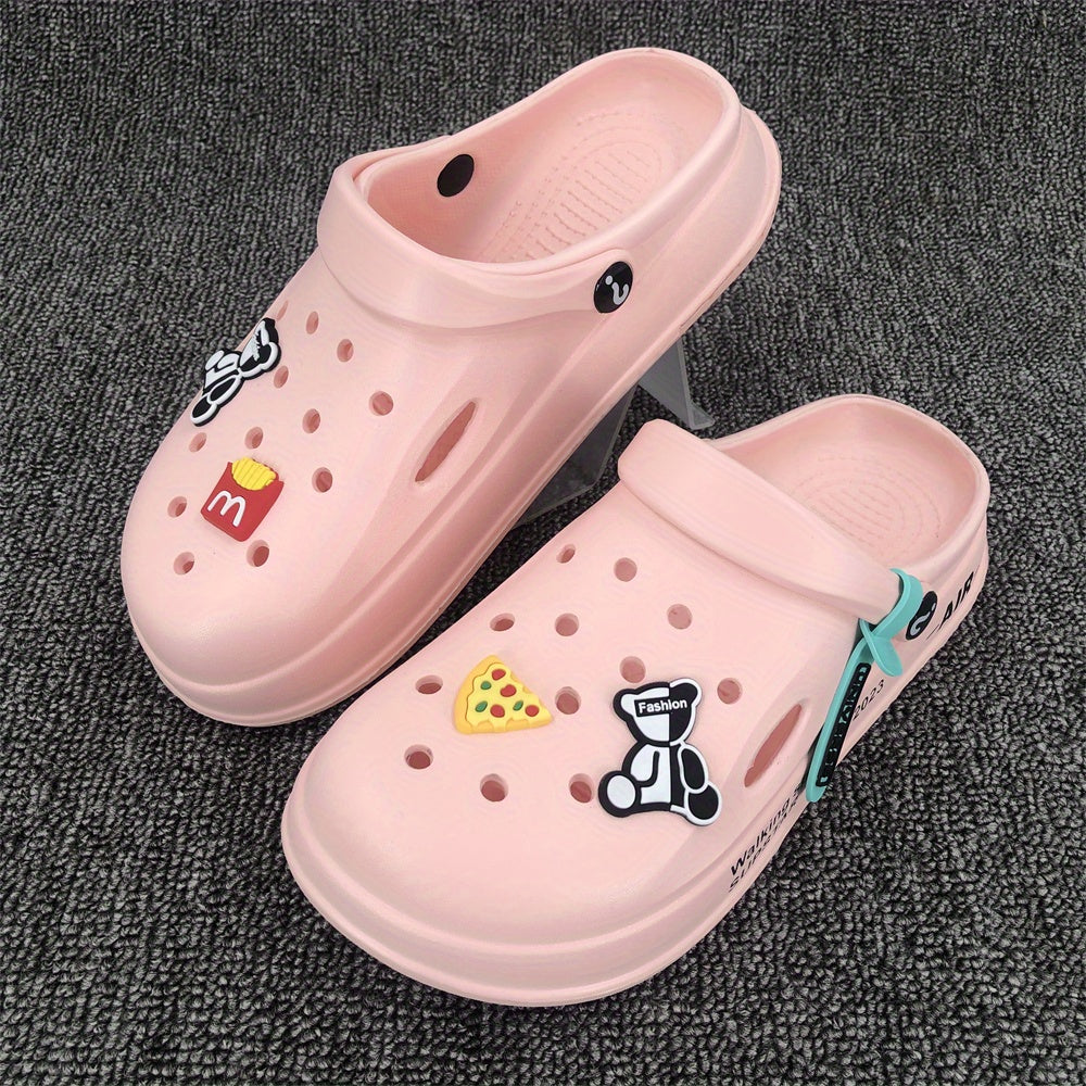 Women's Platform Cartoon Bear Garden Clogs Hollow Out Sandals