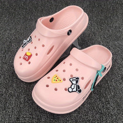 Women's Platform Cartoon Bear Garden Clogs Hollow Out Sandals
