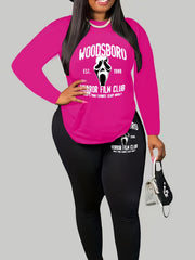 Halloween Outfits Set Funny Ghost & Letter Print Top & Legging
