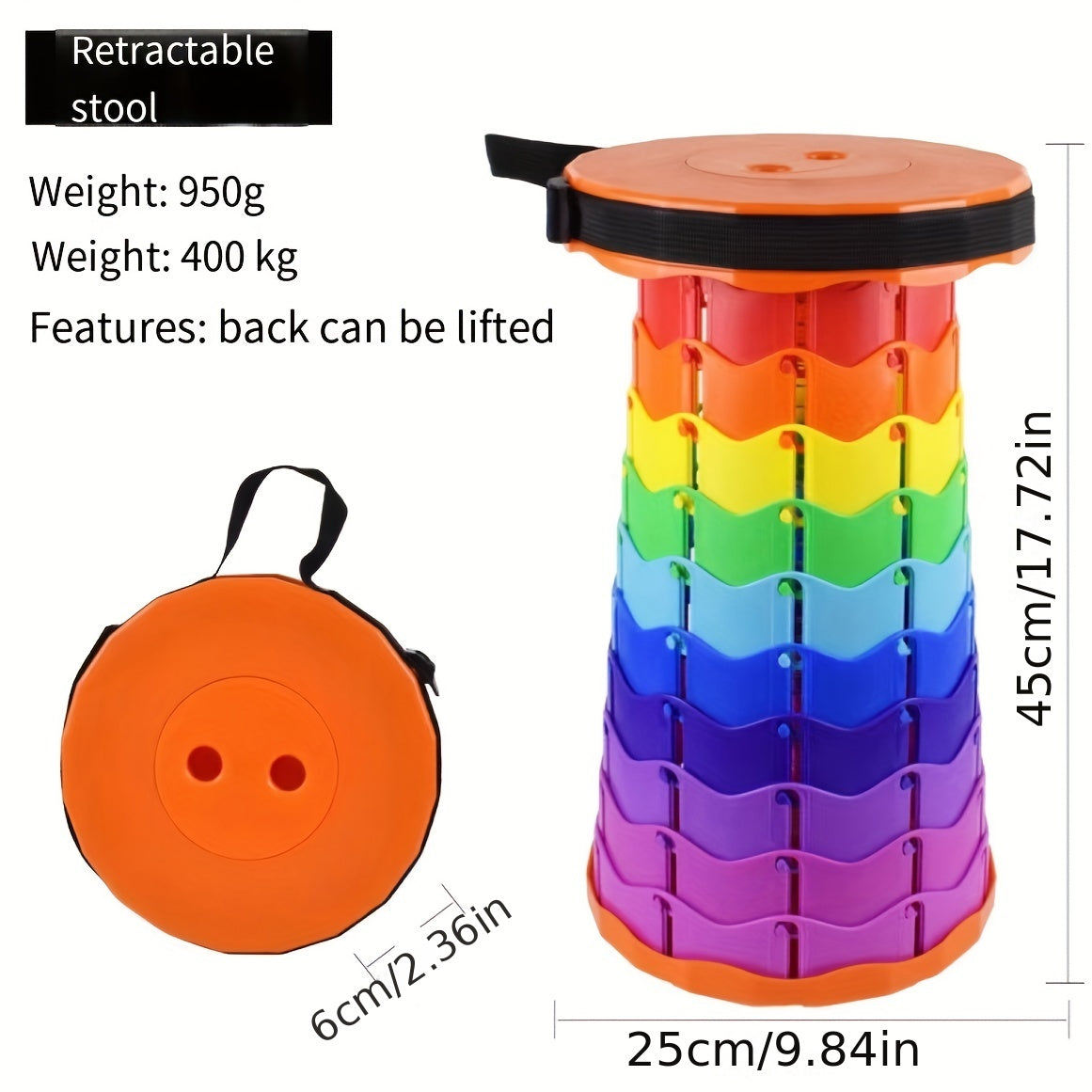 Adjustable Rainbow Folding Stool for Camping & Fishing