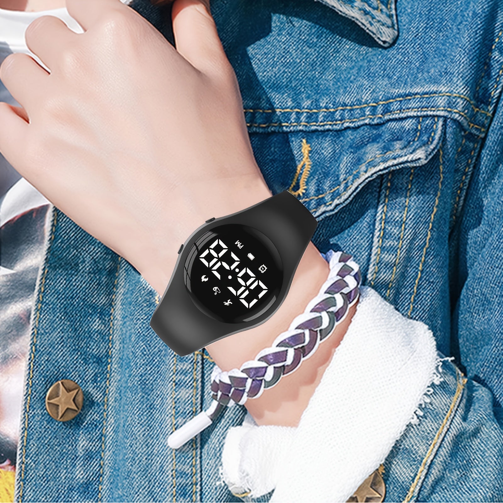 Girls Fashionable Multifunctional Sports Watch Set USB Charging Rechargeable