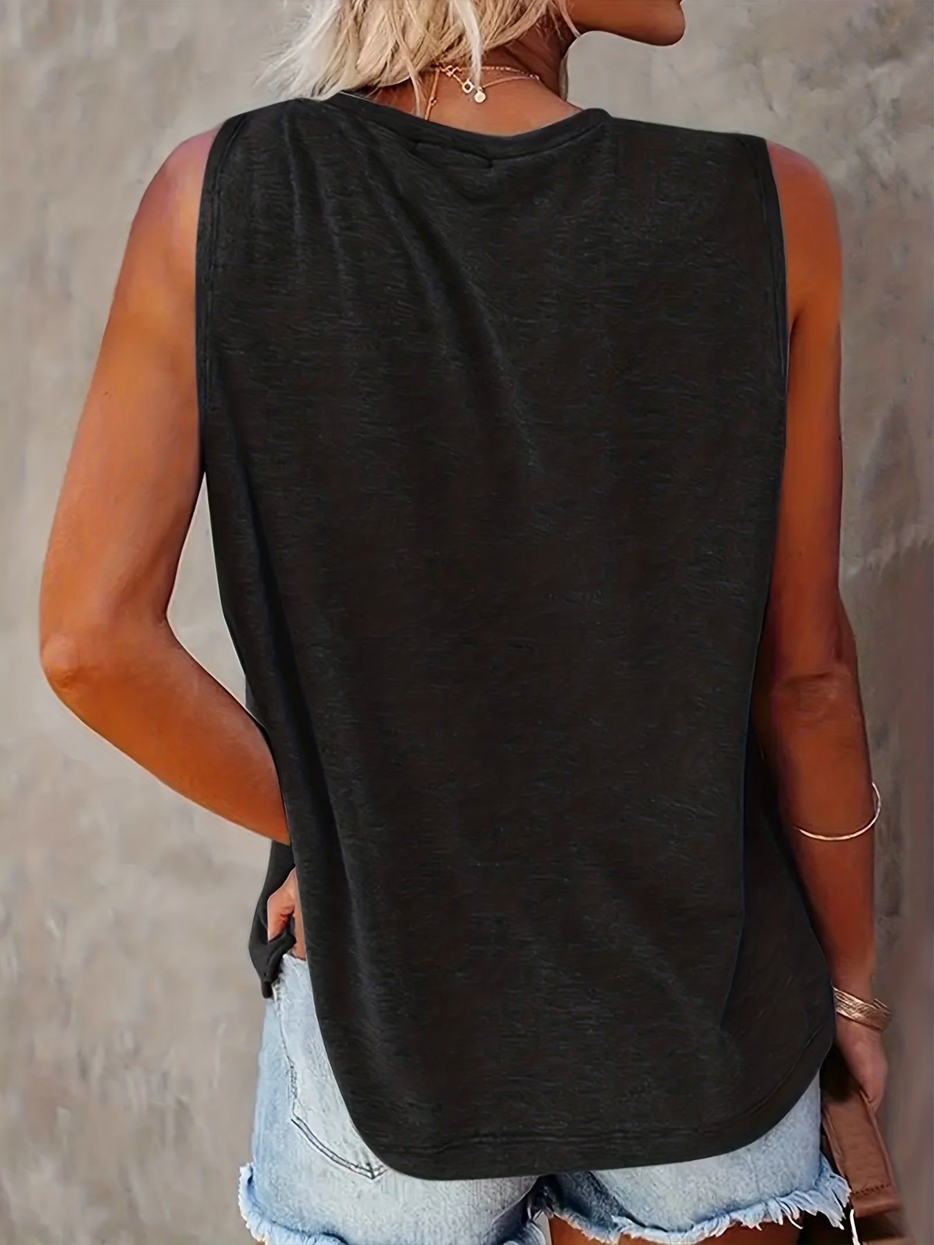 Skull Print Crew Neck Tank Top Sleeveless Casual Summer Women's Clothing