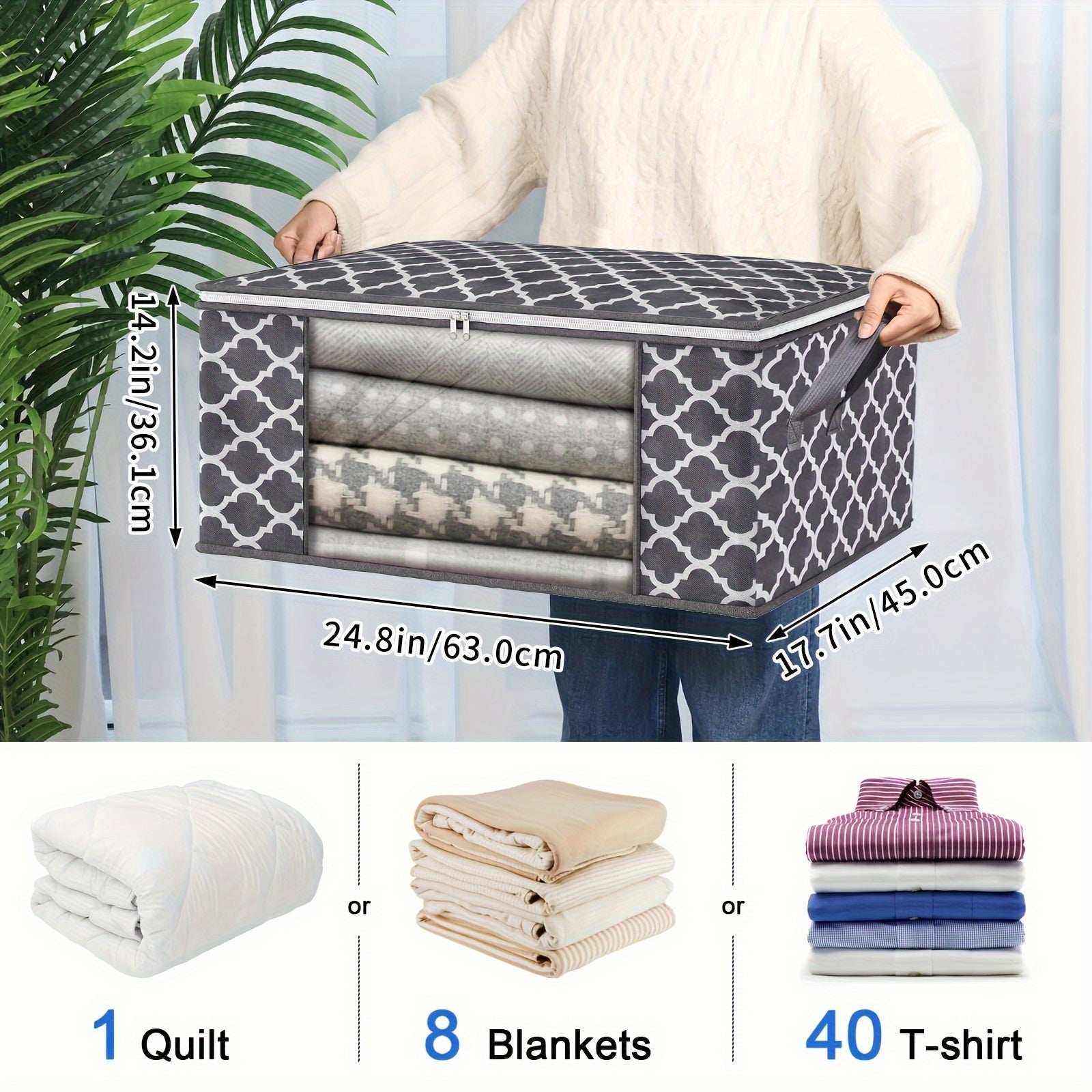 3pcs Large Capacity Storage Bag Clothes Organizer