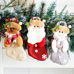Christmas Santa Claus Socks Tree Pendant Gift Bags Holiday Party Candy Bags