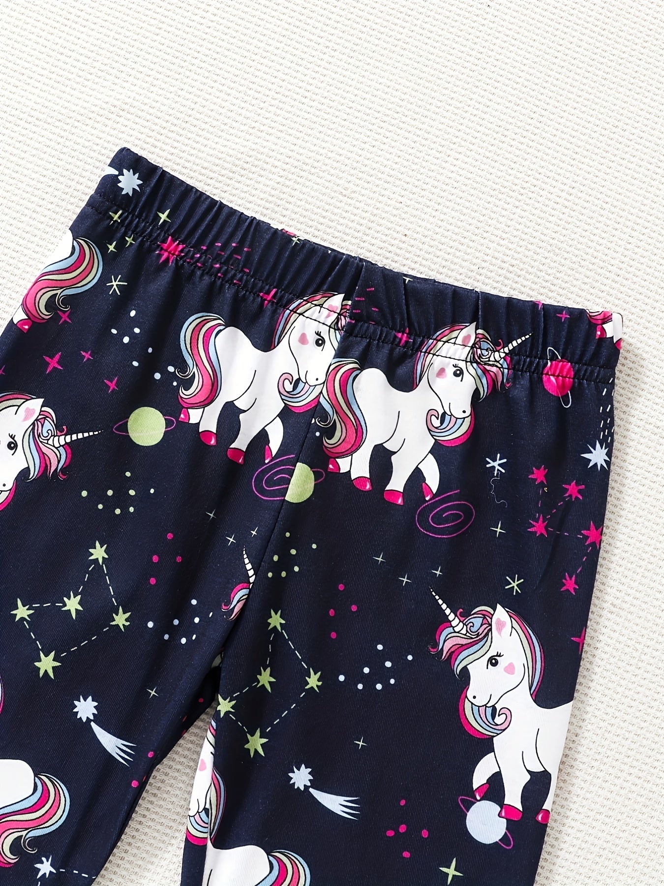 Kids Unicorn Graphic Elastic Waist Leggings